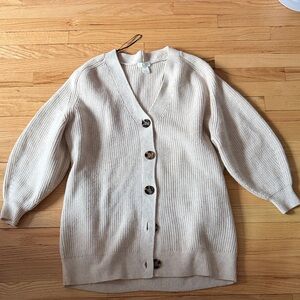 H&M Beige Button-Up Cardigan